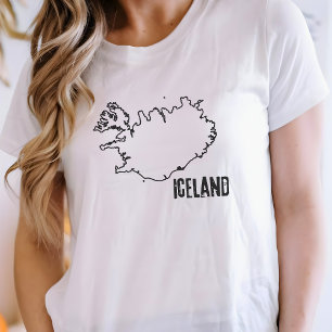Iceland Country Map Icelandic National Border Line T-Shirt