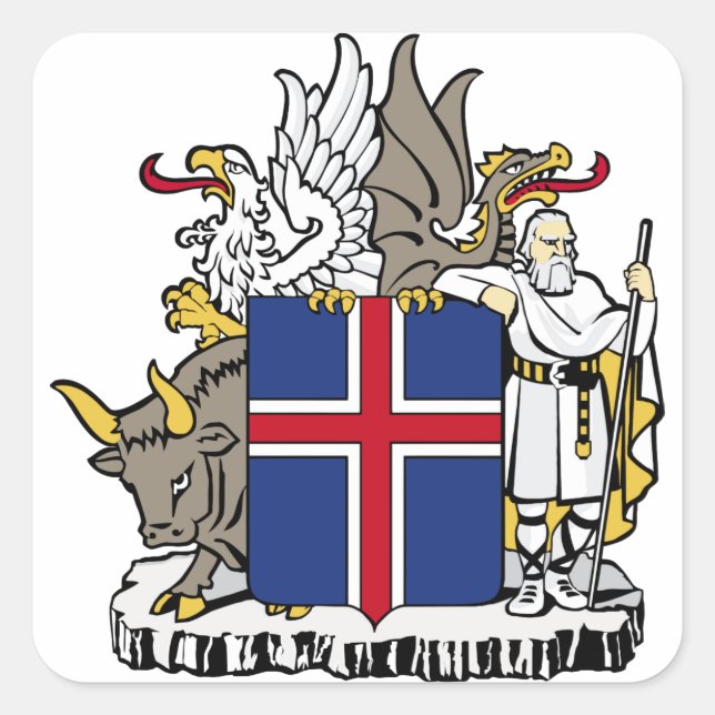 iceland emblem square sticker (Front)