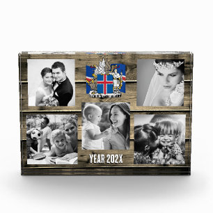 Iceland family photo block, Icelandic flag, wood
