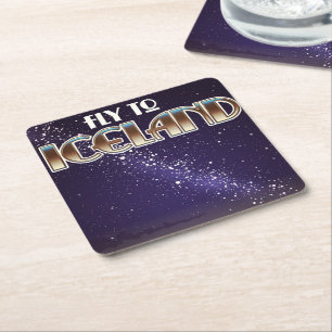 Iceland fight poster square paper coaster