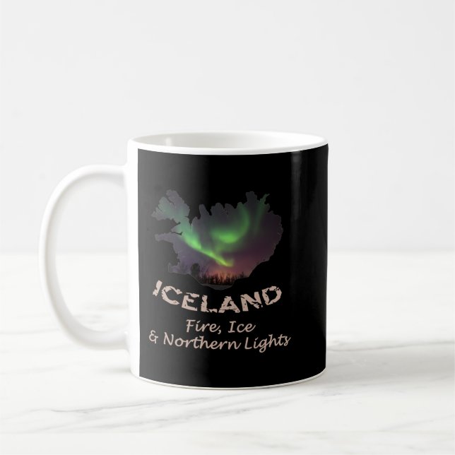 Iceland - Fire Ice & Northern Lights Aurora  Coffee Mug (Left)