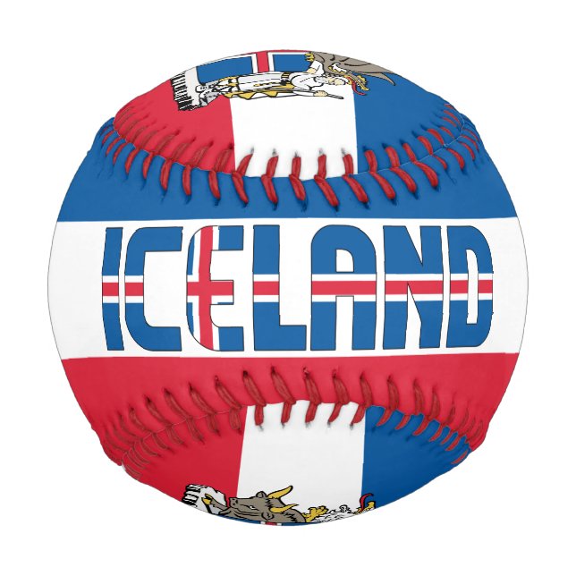 Iceland Flag and Coat of Arms Patriotic Baseball (Front)