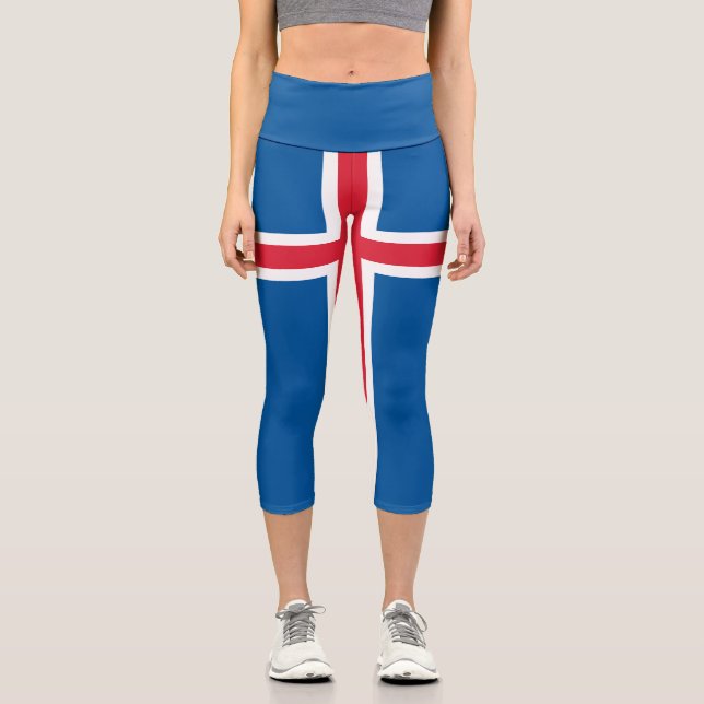 Iceland Flag Capri Leggings (Front)