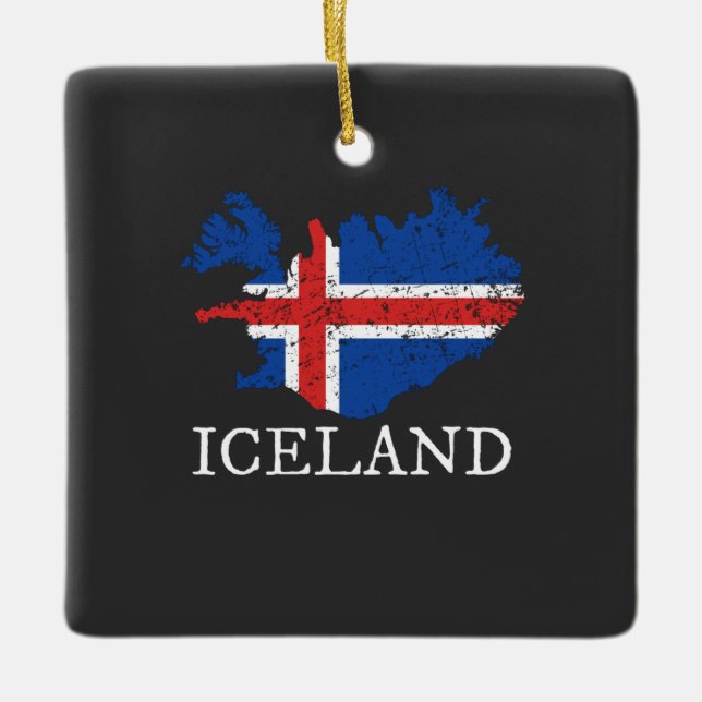 Iceland Flag  Ceramic Ornament (Front)