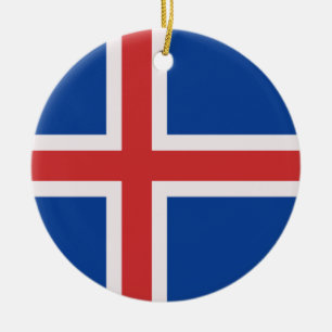 Iceland flag ceramic tree decoration