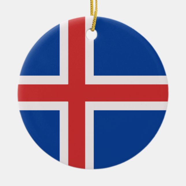 Iceland flag ceramic tree decoration (Front)