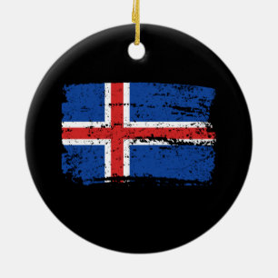 Iceland Flag Ceramic Tree Decoration