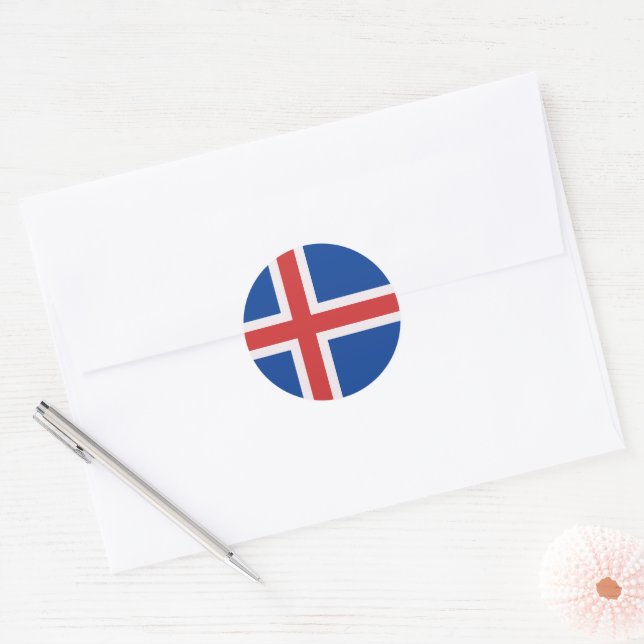 Iceland flag classic round sticker (Envelope)