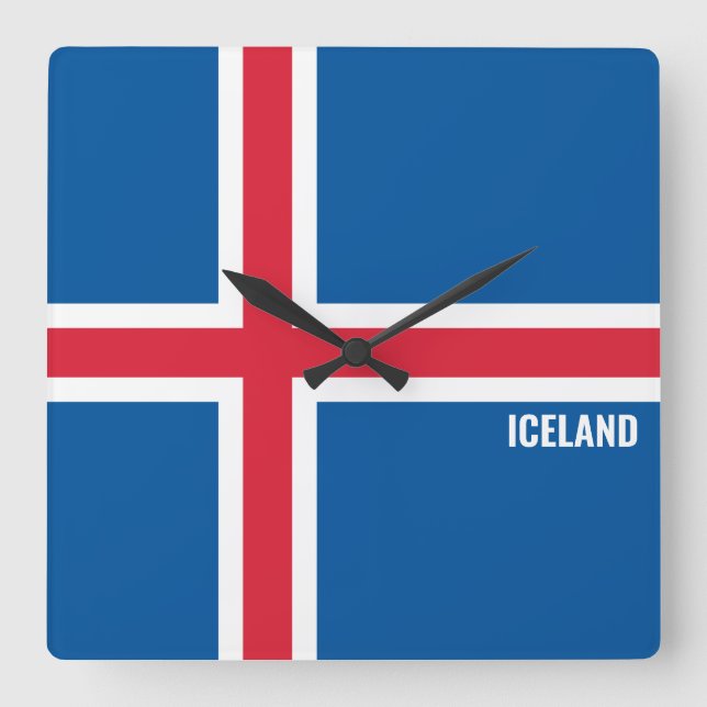 Iceland Flag Dazzling Patriotic Square Wall Clock (Front)