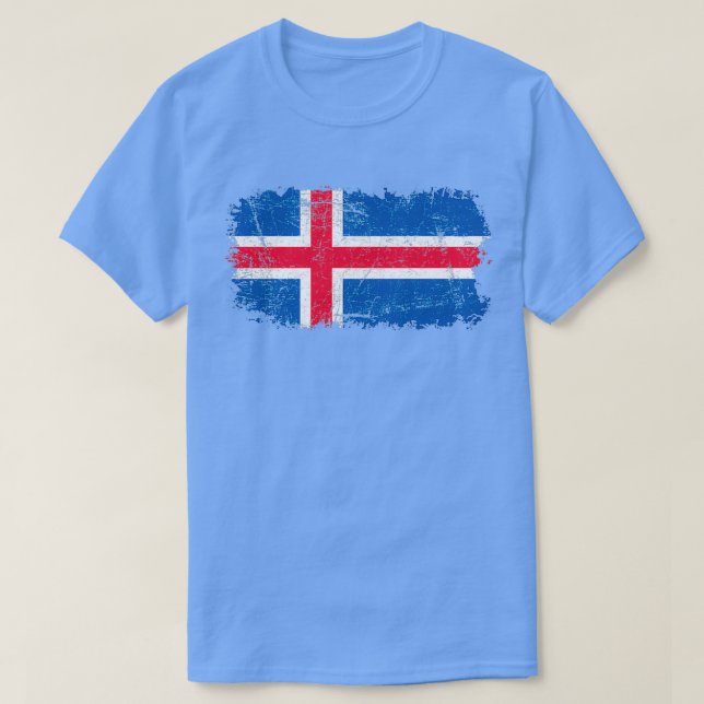 Iceland Flag Distressed T-Shirt (Design Front)