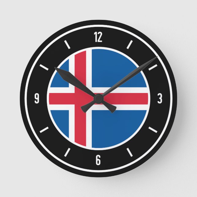 Iceland Flag Elegant Round Clock (Front)