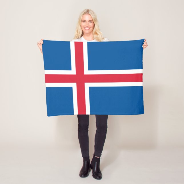 Iceland Flag Fleece Blanket (In Situ)