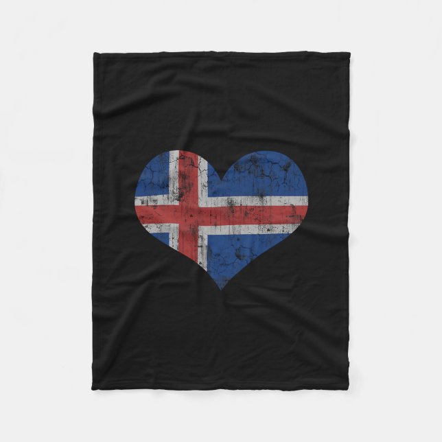 Iceland Flag Icelander Love Heart Home Vacation Fa Fleece Blanket (Front)