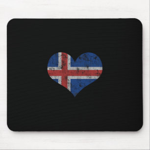 Iceland Flag Icelander Love Heart Home Vacation Fa Mouse Pad