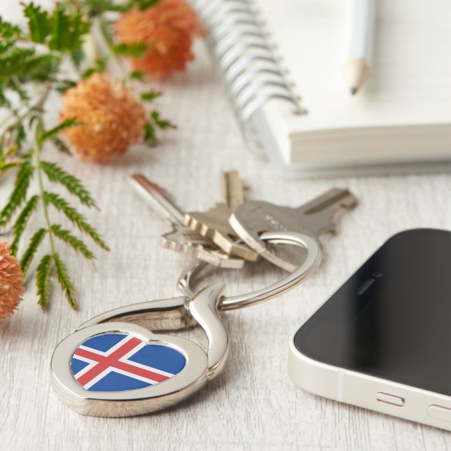 Iceland flag key ring (Side)