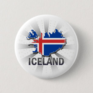 Iceland Flag Map 2.0 6 Cm Round Badge