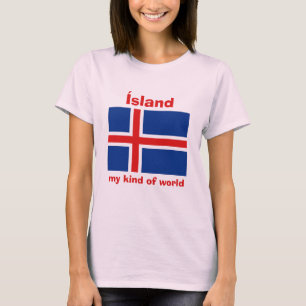 Iceland Flag + Map + Text T-Shirt