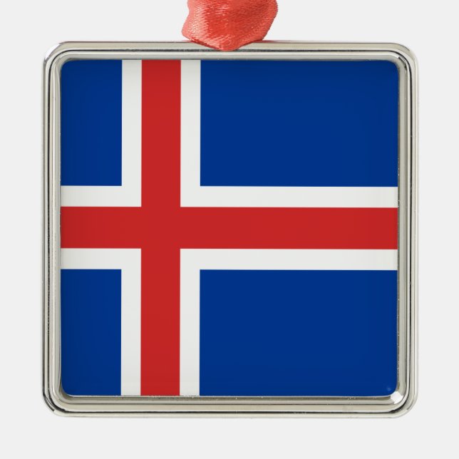 Iceland flag metal tree decoration (Front)