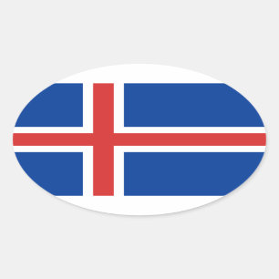 Iceland flag oval sticker
