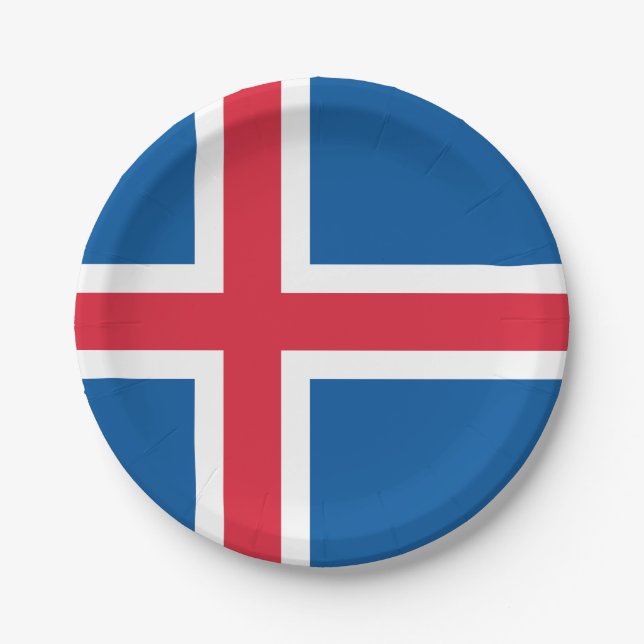 Iceland Flag Paper Plate (Front)