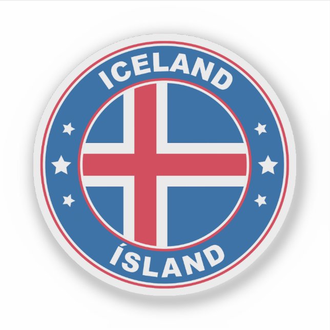 Iceland Flag Round Circle Emblem (Front)