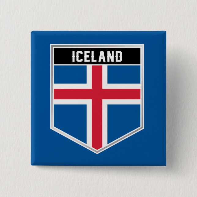 Iceland Flag Shield 15 Cm Square Badge (Front)
