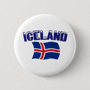 Iceland Flag (w/inscription) 6 Cm Round Badge