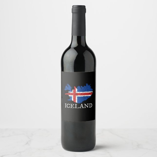 Iceland Flag Wine Label (Front)