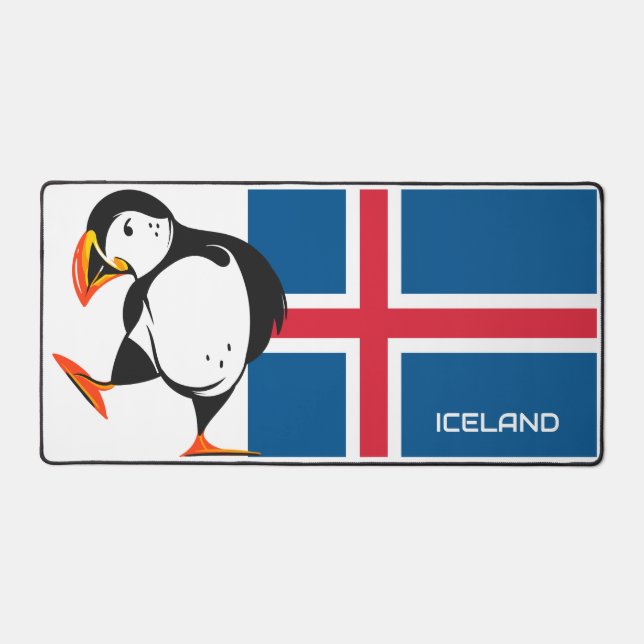 Iceland Flag with a Puffin Desk Mat (Front)