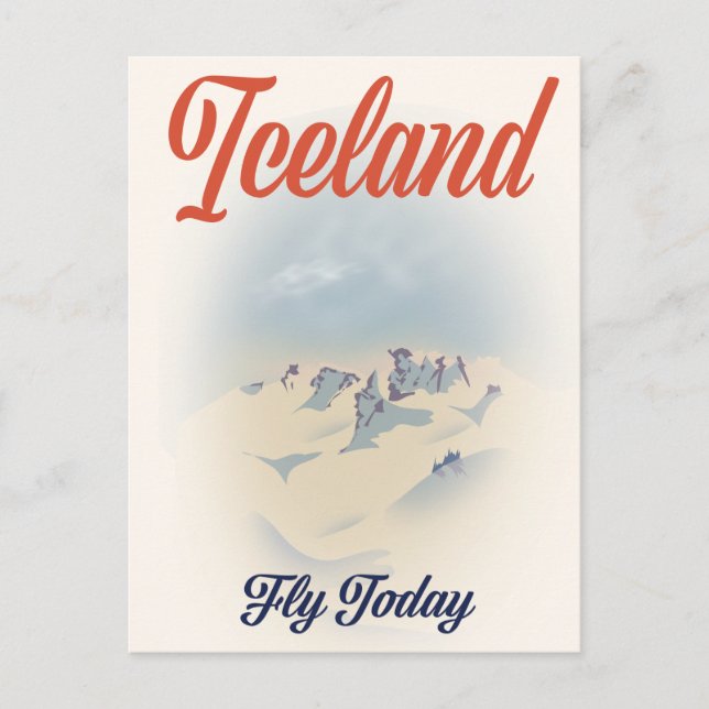 Iceland "Fly Today" vintage travel poster Postcard (Front)