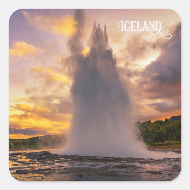 Iceland Geyser Square Sticker (Front)