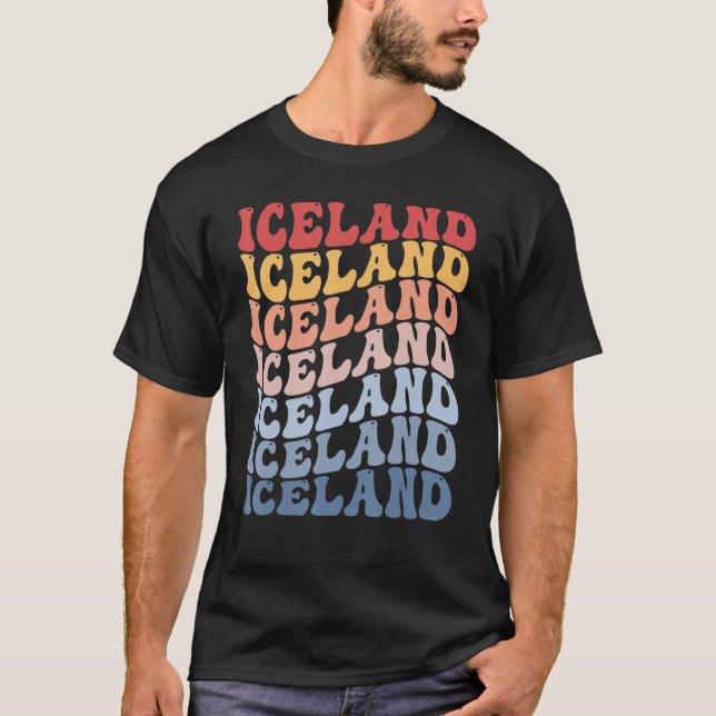 Iceland Groovy Retro Icelander T-Shirt (Front)