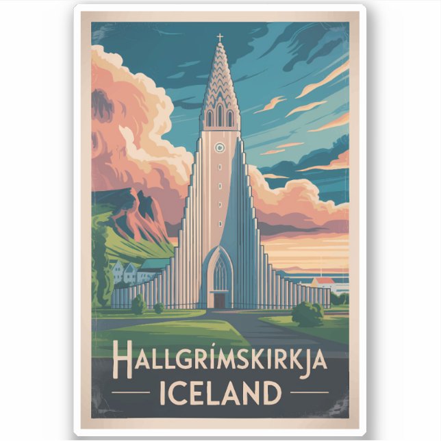 Iceland Hallgrimskirkja Illustration Travel Art (Front)