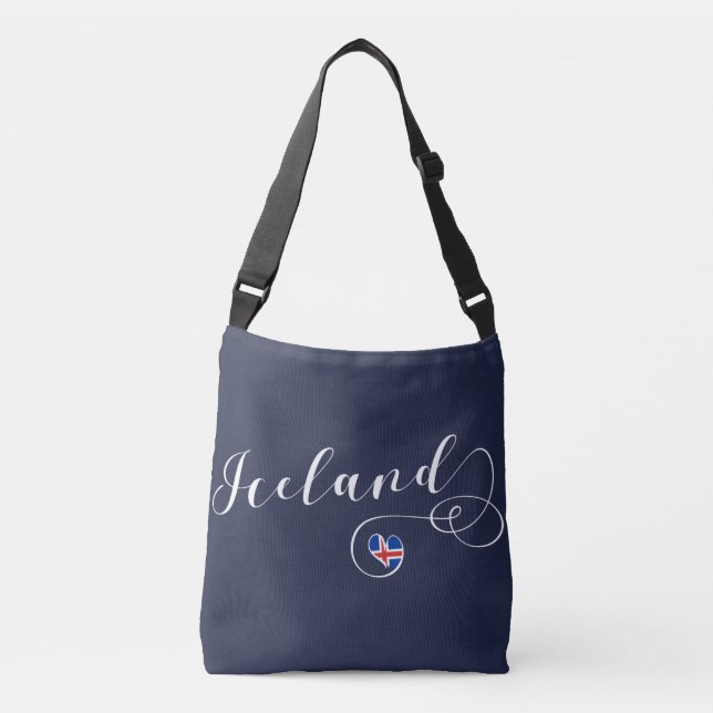 Iceland Heart Customisable Bag, Icelandic Crossbody Bag (Front)