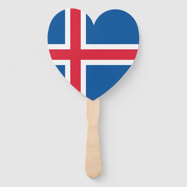 Iceland Heart Flag Hand Fan (Front)