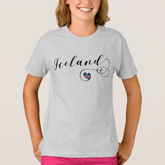 Iceland Heart, Icelandic Flag T-Shirt (Front)