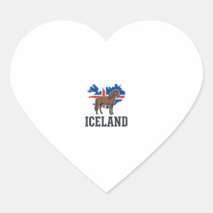 Iceland Horse Vintage Flag Vector Shirt Design_1 Heart Sticker