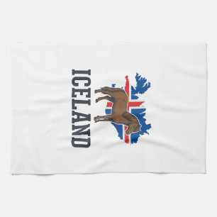 Iceland Horse Vintage Flag Vector Shirt Design_1 Tea Towel
