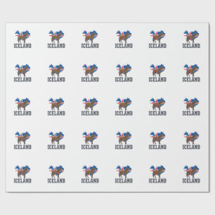 Iceland Horse Vintage Flag Vector Shirt Design_1 Wrapping Paper