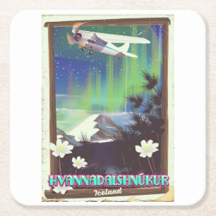 iceland Hvannadalshnúkur Square Paper Coaster