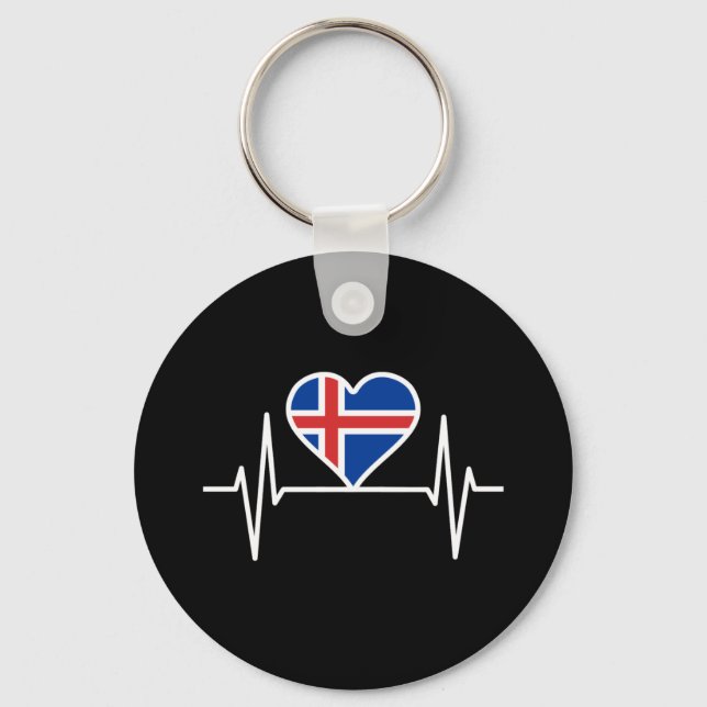 Iceland - Iceland Flag Heartbeat Key Ring (Front)