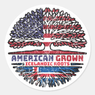 Iceland Icelandic American USA Tree Roots Flag Classic Round Sticker