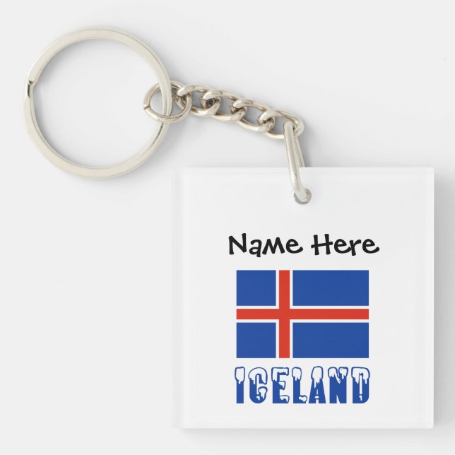 Iceland Icelandic Flag Black Personalisation  Key Ring (Front)