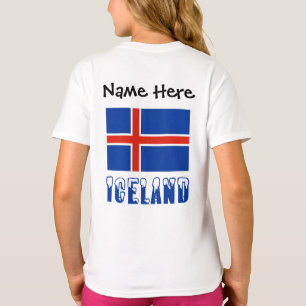 Iceland Icelandic Flag Black Personalisation  T-Shirt