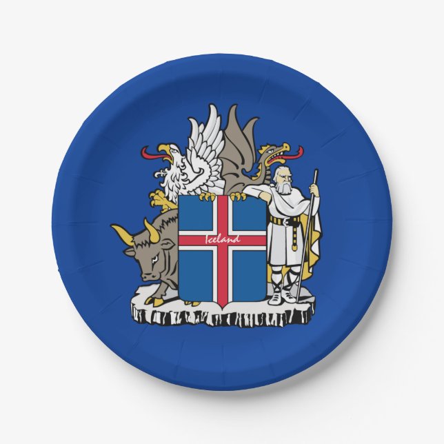 Iceland & Icelandic flag, emblem, party /sports  Paper Plate (Front)