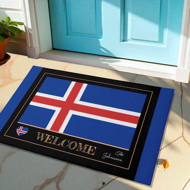 Iceland & Icelandic Flag house mats/sports Welcome Doormat (Creator Uploaded)