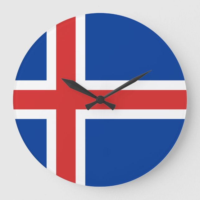 Iceland (Icelandic) Flag Large Clock (Front)