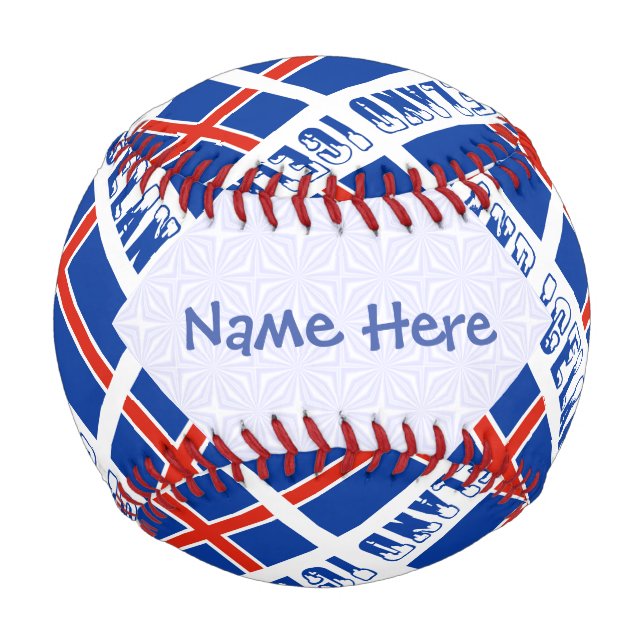 Iceland Icelandic Flag Tiled Blue Personalisation Baseball (Front)