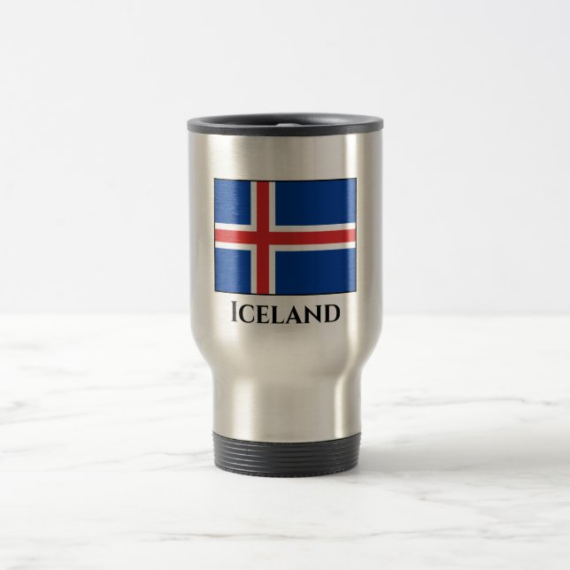 Iceland (Icelandic) Flag Travel Mug (Center)