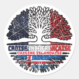 Iceland Icelandic French France Tree Roots Flag Classic Round Sticker